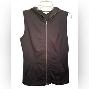 Cabi black hooded zip up vest
